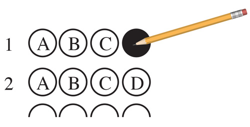 This image demonstrates how to fill in the circles on the answer sheet.
